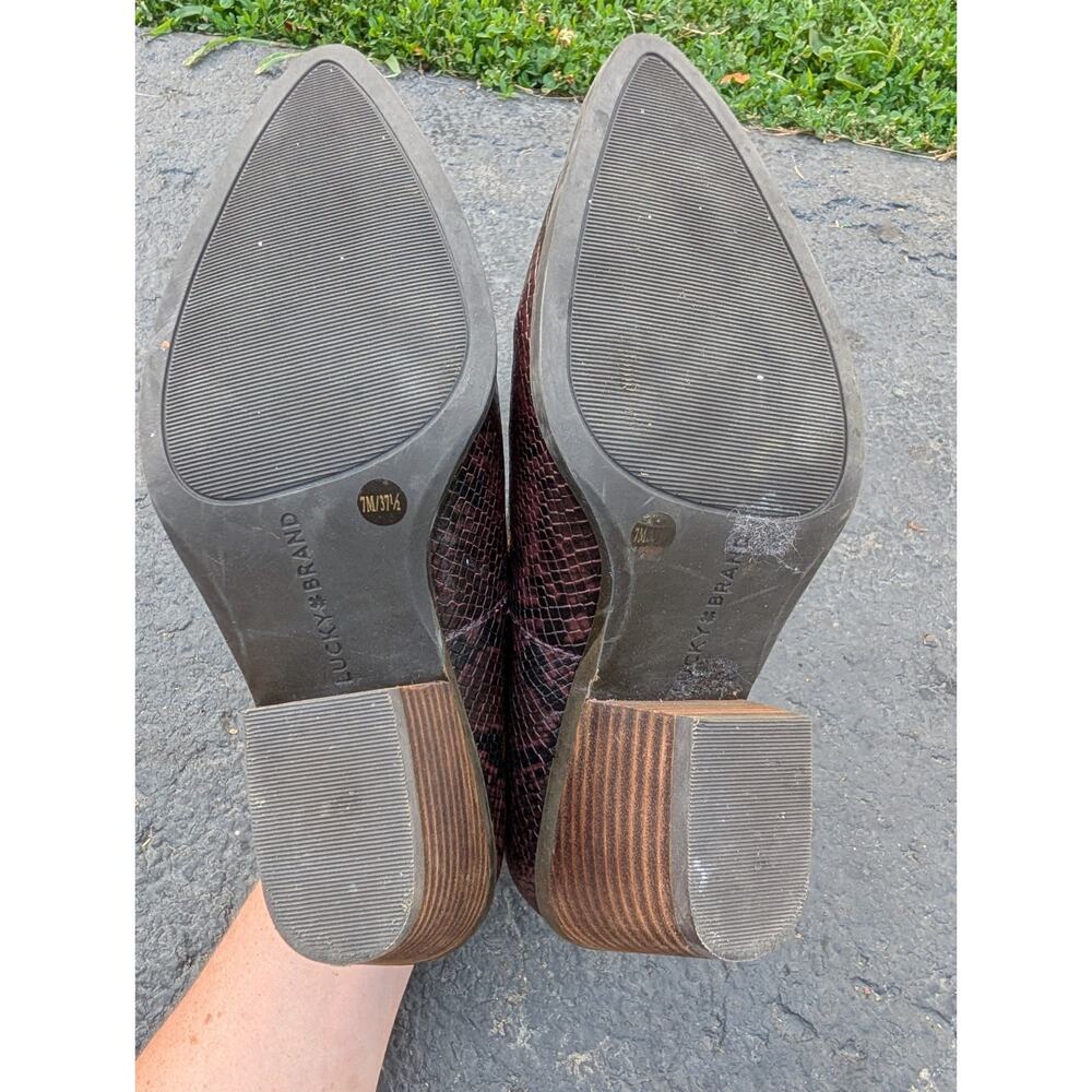 LUCKY BRAND Womens Tabea Snake Print‎ Leather Ankle Bootie 7M Red Brown - Picture 5 of 7